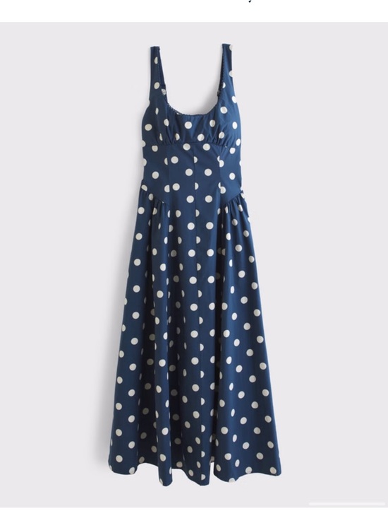 Abercrombie & Fitch Dresses & Skirts - Abercrombie & Fitch Navy and White Polka Dot Midi Dress